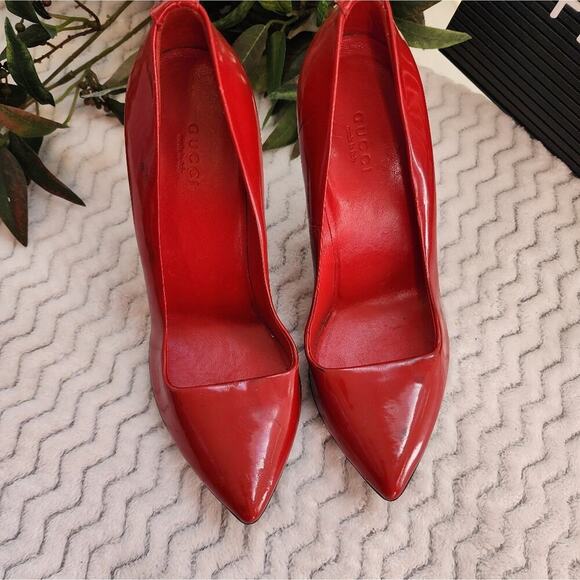 GUCCI RED PATENT LEATHER HEELS 7.5B - Picture 5 of 11